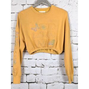 SPIRITUAL GANGSTER "Evolve To Your Higher Self" Cropped Sweatshirt Yellow Small